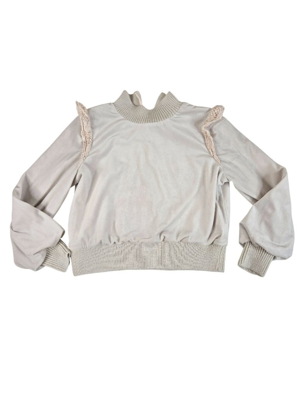 The Middle Daughter Off White Long Sleeve Velvet Top Shirt Girls 11-12 Yrs